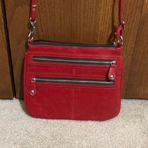 Small red cross body bag